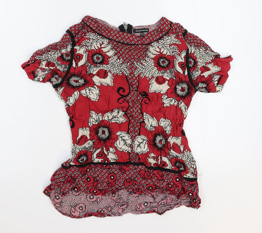Warehouse Womens Red Floral  Basic T-Shirt Size 10