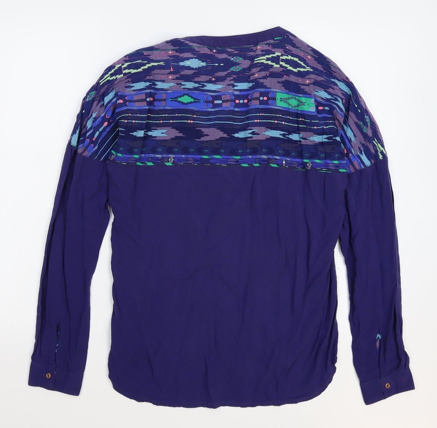 Mexx Womens Blue Geometric  Basic Blouse Size 8