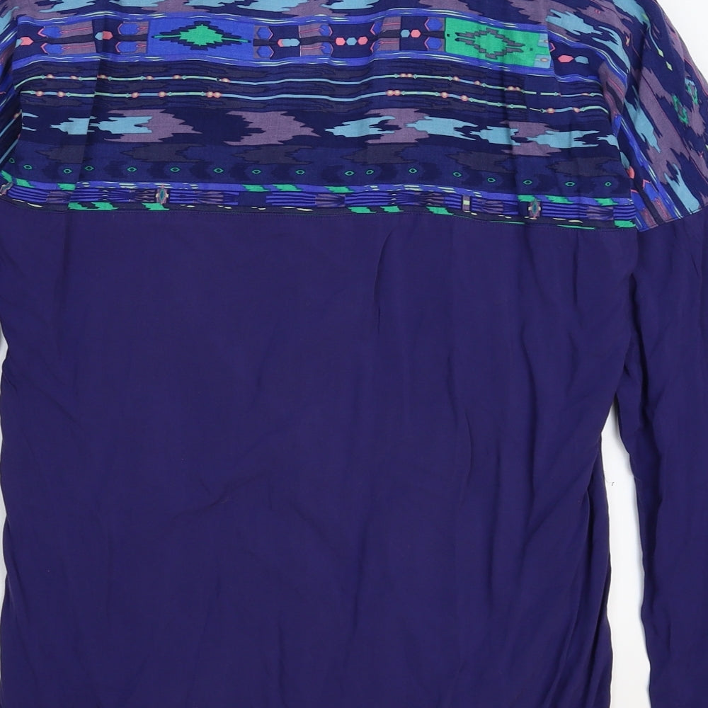 Mexx Womens Blue Geometric  Basic Blouse Size 8