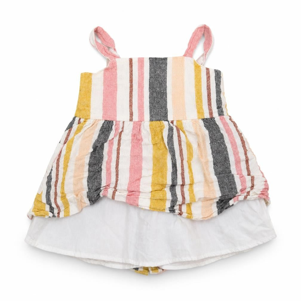 Primark Girls Multicoloured Striped  Pinafore/Dungaree Dress  Size 18-24 Months