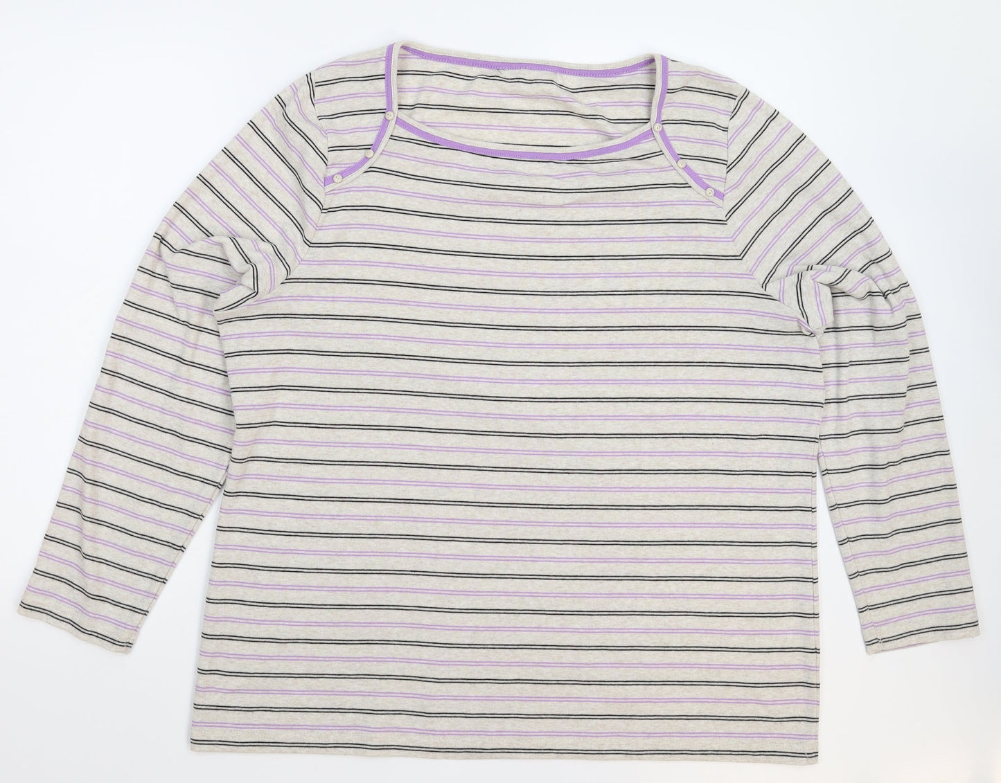 Preworn Womens Grey Striped  Pullover Jumper Size 2XL