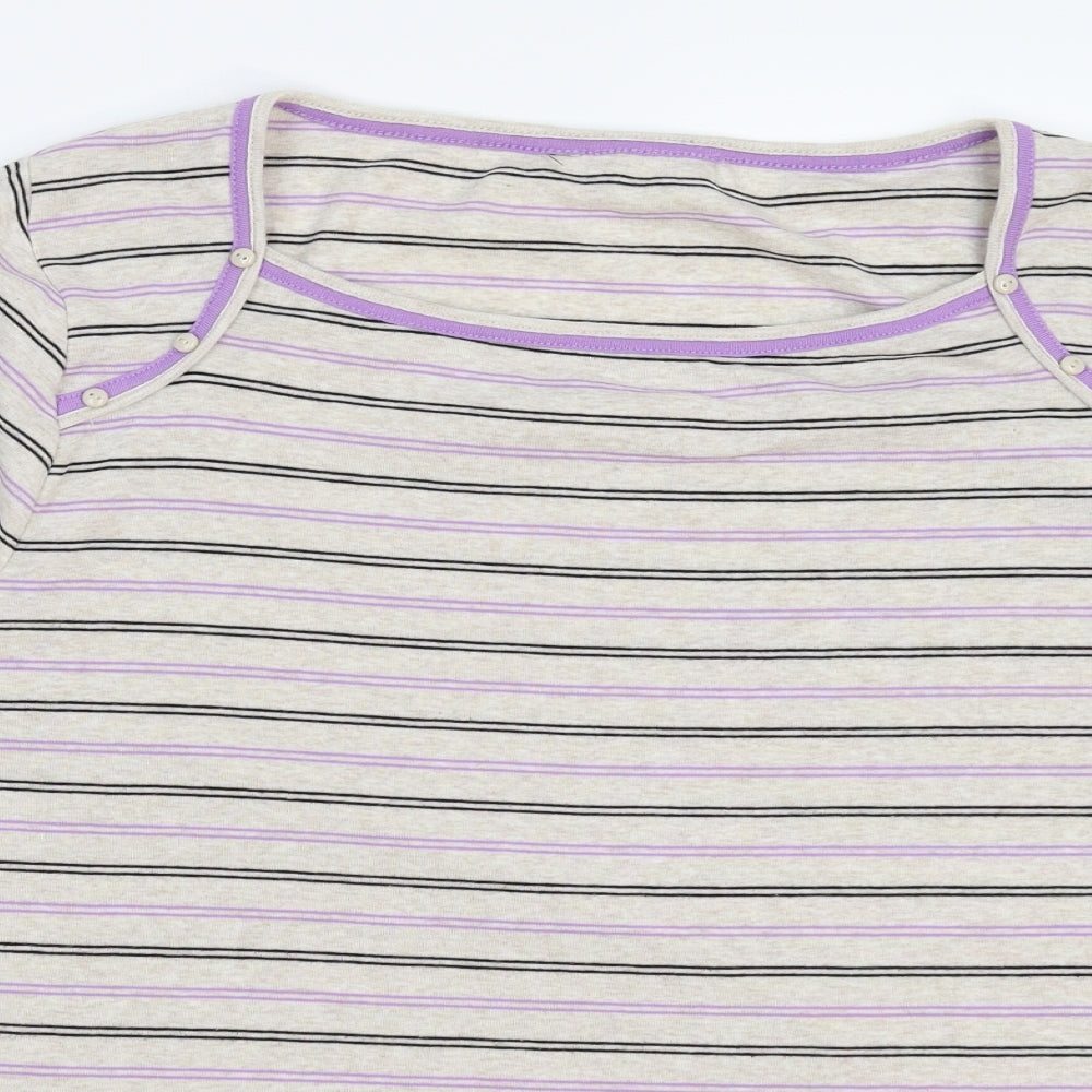 Preworn Womens Grey Striped  Pullover Jumper Size 2XL