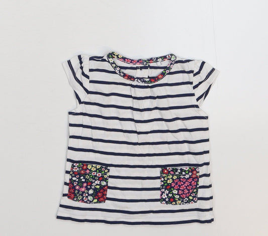 TU Girls White Striped  Basic T-Shirt Size 3-6 Months