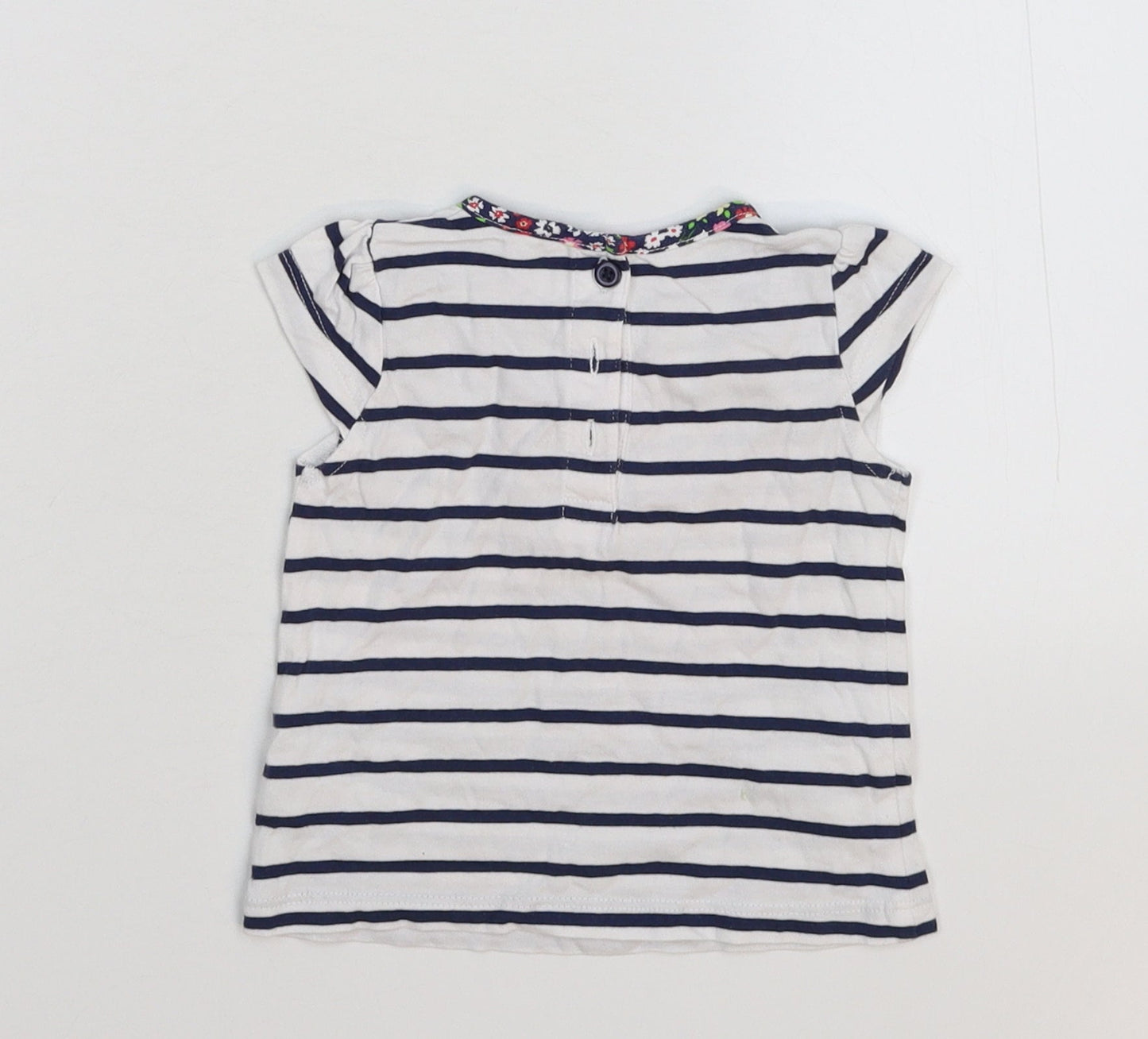 TU Girls White Striped  Basic T-Shirt Size 3-6 Months
