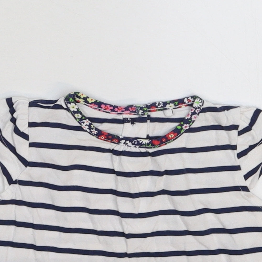 TU Girls White Striped  Basic T-Shirt Size 3-6 Months