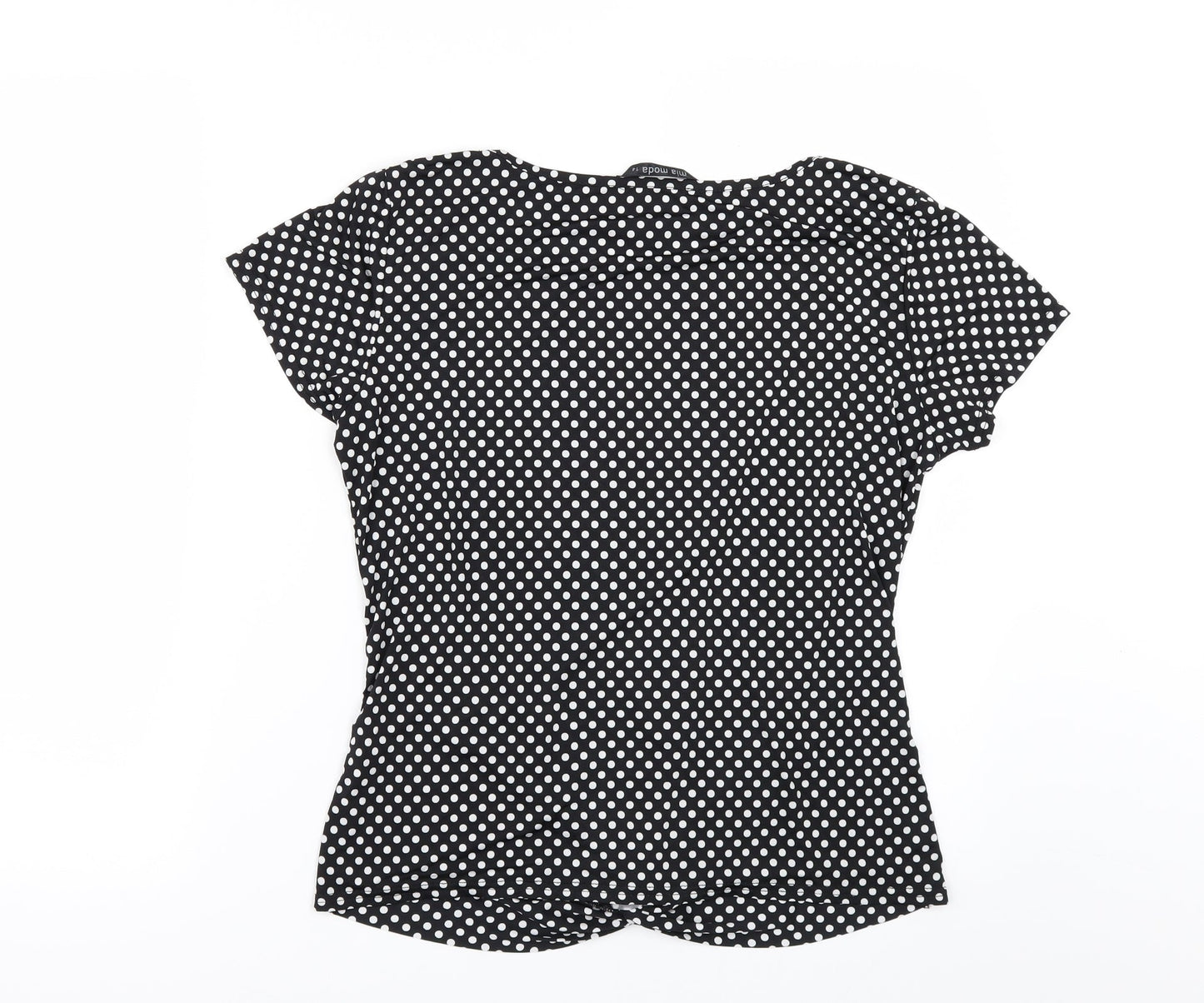 Mia Moda Womens Black Polka Dot  Basic T-Shirt Size 14