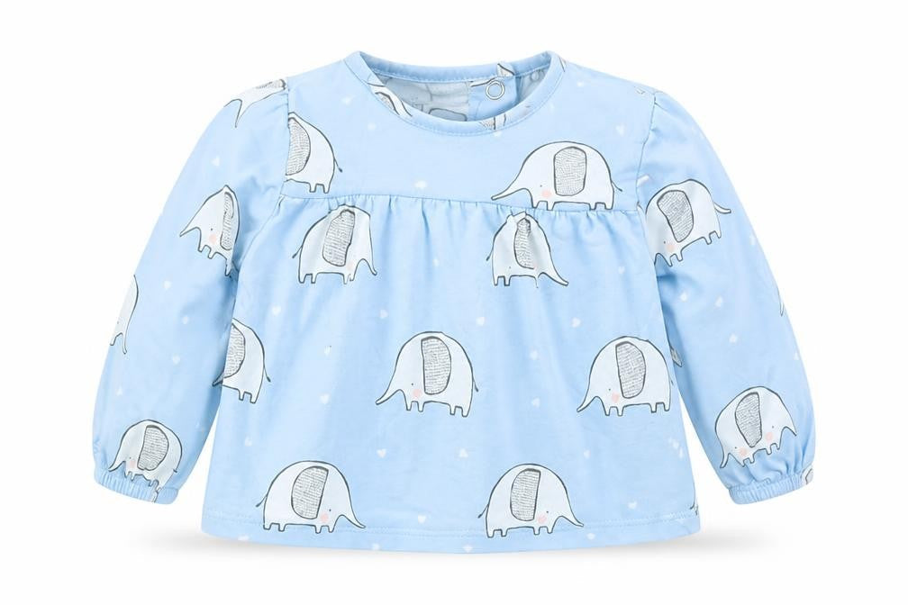 TU Girls Blue   Basic T-Shirt Size 0-3 Months  - Elephant print