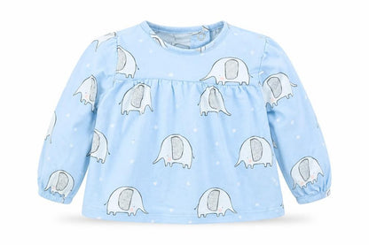 Tu Girls Blue   Basic T-Shirt Size 0-3 Months  - Elephant print