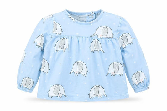 Tu Girls Blue   Basic T-Shirt Size 0-3 Months  - Elephant print