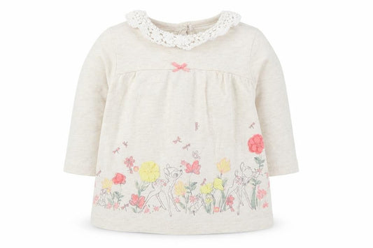 George Girls Beige Floral  Basic T-Shirt Size 0-3 Months  - Bambi