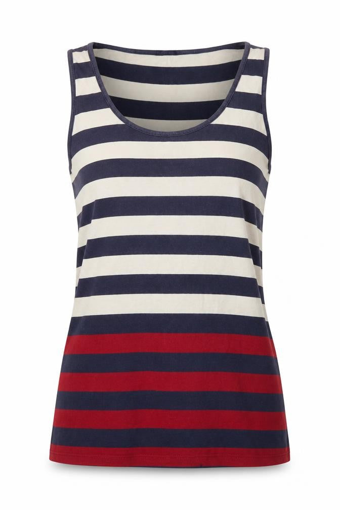 Great Plains Womens Blue Striped  Basic Tank Size XS
