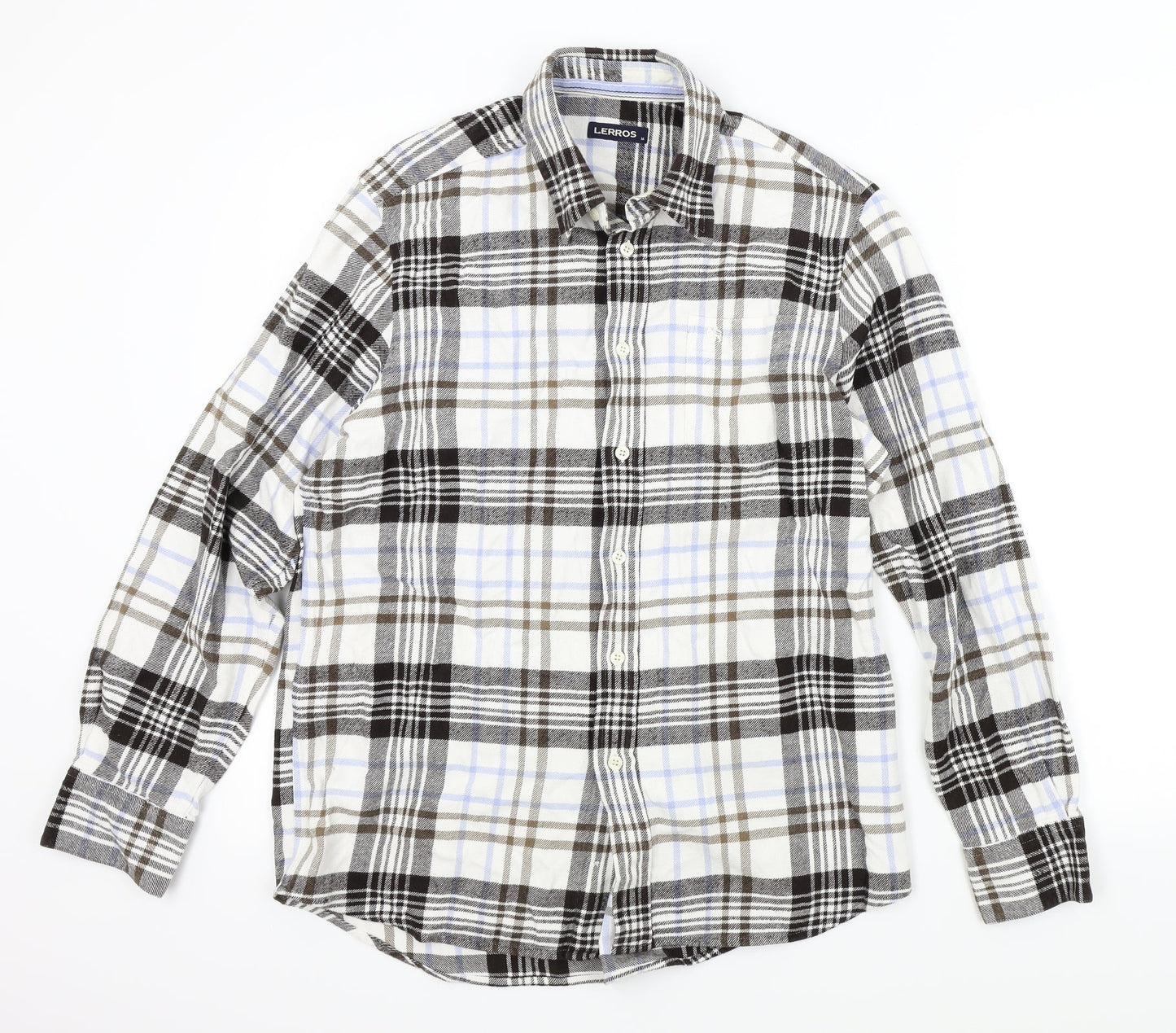 LERROS Mens Brown Check   Button-Up Size M