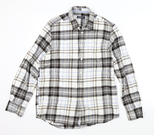 LERROS Mens Brown Check   Button-Up Size M