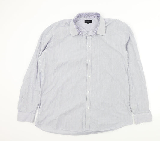 Taylor & Wright Mens Blue Striped   Button-Up Size 17