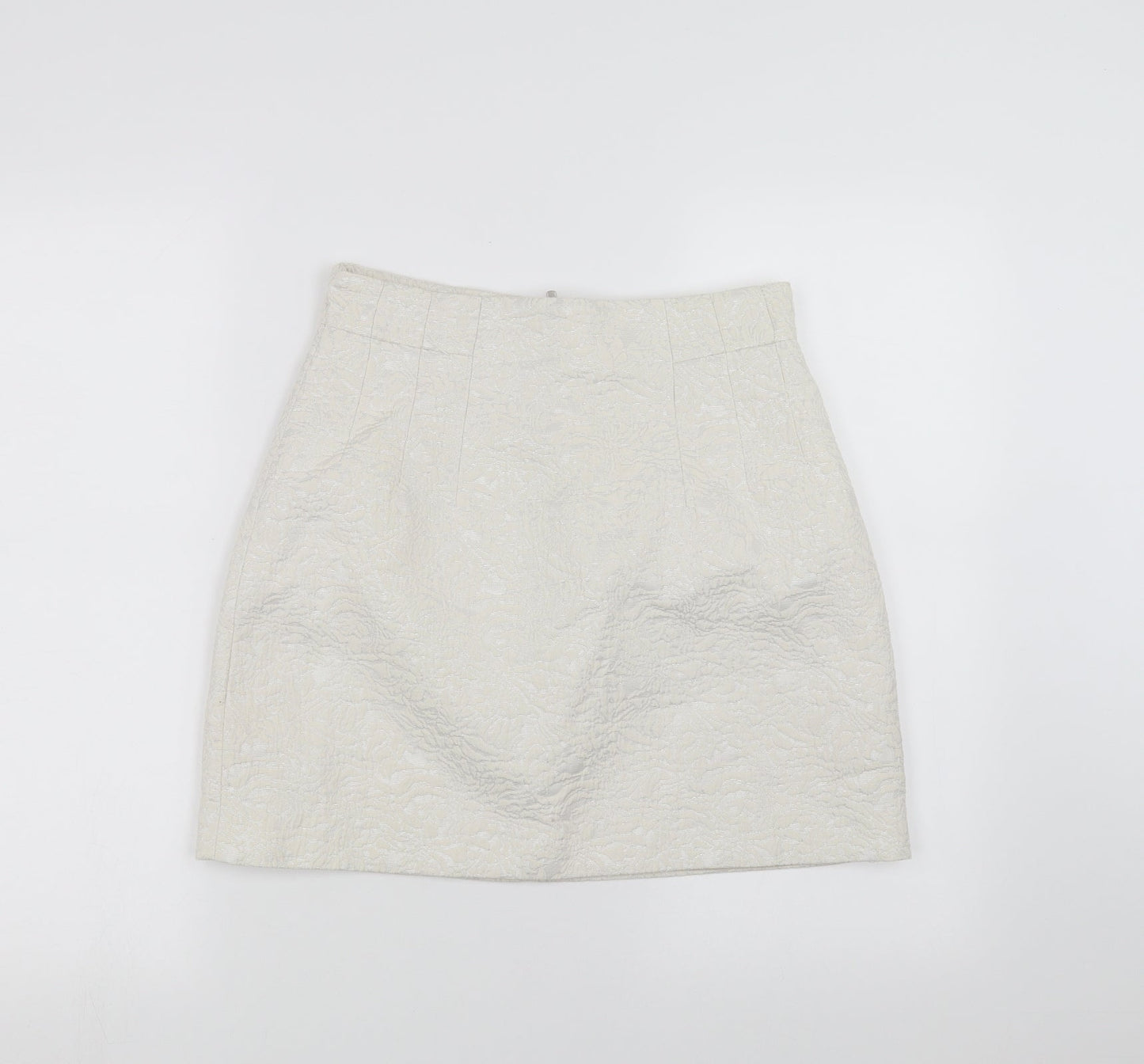 H&M Womens White Floral  A-Line Skirt Size 12