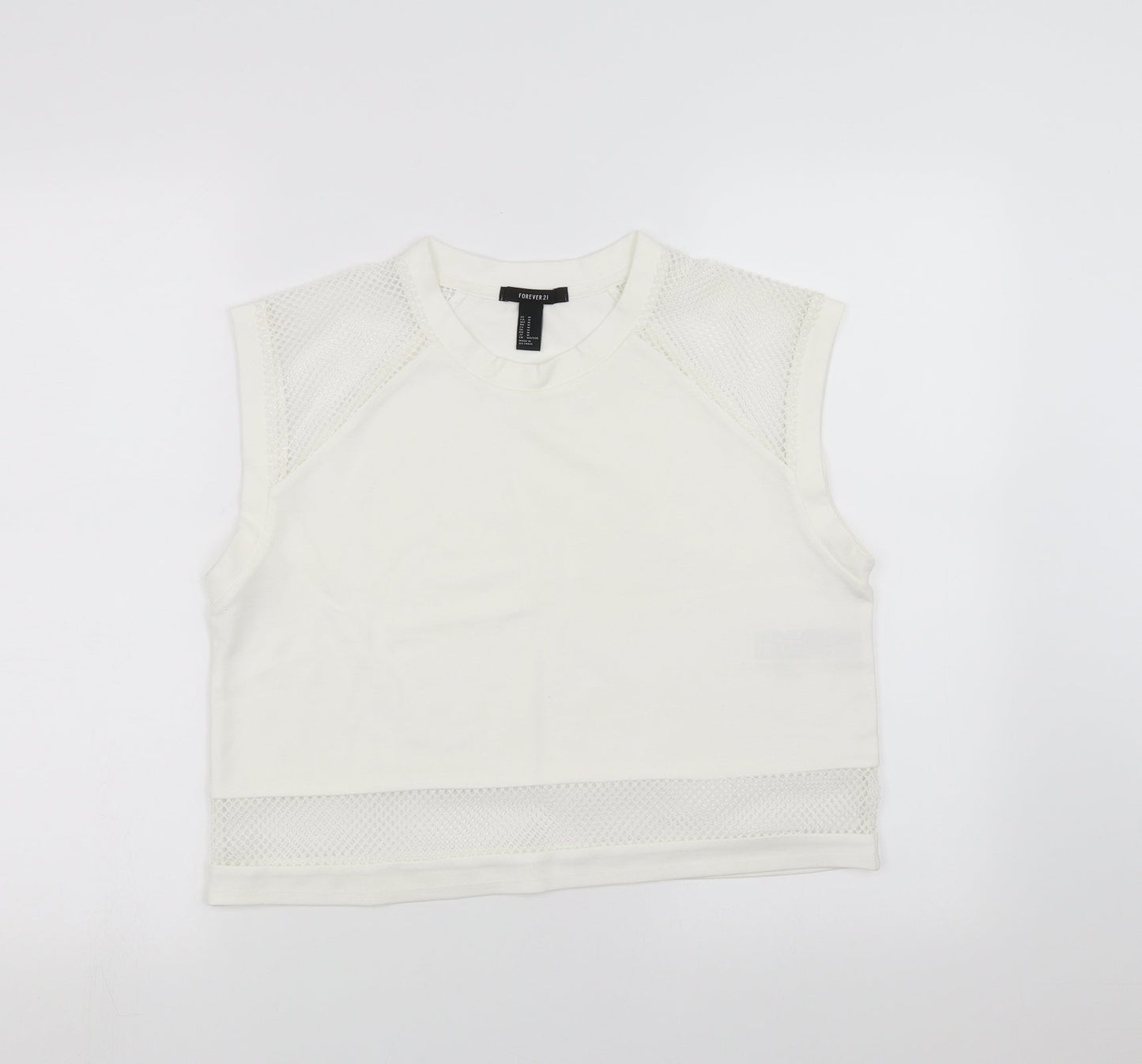 FOREVER 21 Womens White   Cropped T-Shirt Size M