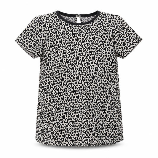 F&F Girls Black Animal Print  Basic Blouse Size 10-11 Years