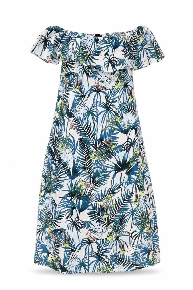 Primark Womens Blue Floral  Trapeze & Swing  Size 4  - Leaf Pattern