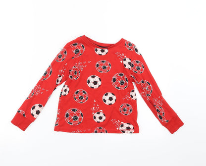 Preloved George Boys Red Solid   Pyjama Top Size 5-6 Years  - Football - Front