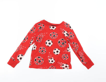 Preloved George Boys Red Solid   Pyjama Top Size 5-6 Years  - Football - Back