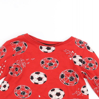 Preloved George Boys Red Solid   Pyjama Top Size 5-6 Years  - Football - Detail