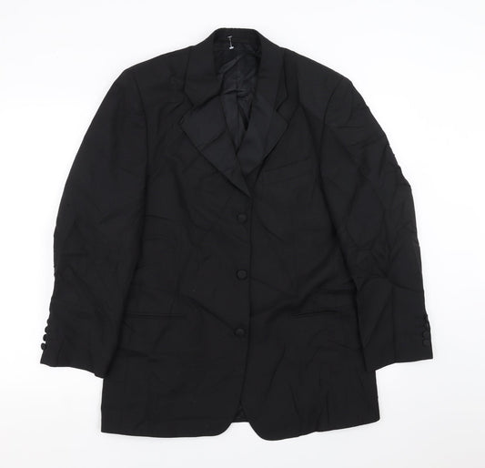 David Moss Mens Black   Jacket Suit Jacket Size 38