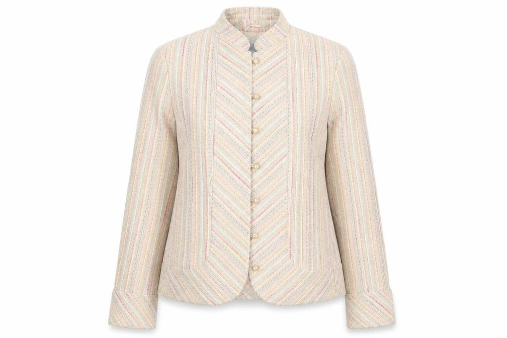 Marks & Spencer Womens Beige Striped  Jacket Blazer Size 14