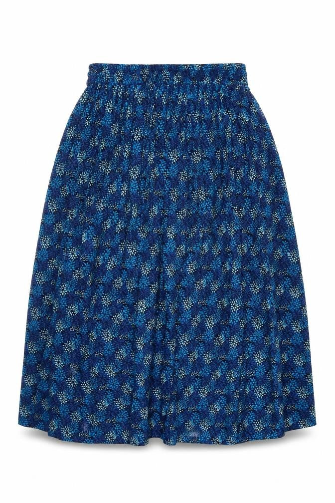 Akal Collection Womens Blue Floral  Flare Skirt Size M  - Stretch waistband