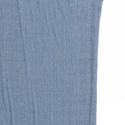 Brand and care label for ICHI women’s blue a-line, size S