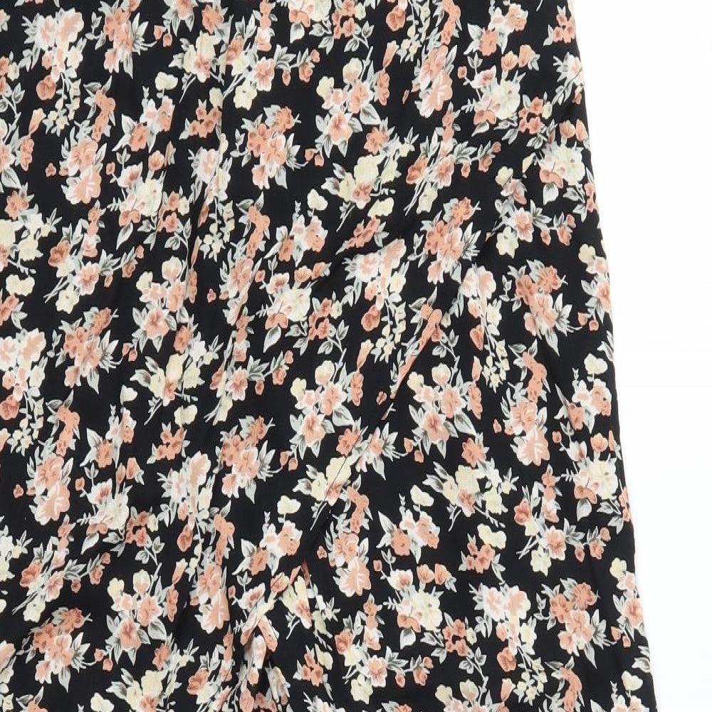 River Island Womens Black Floral  Flare Skirt   - Stretch waistband