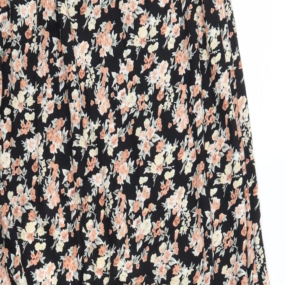 River Island Womens Black Floral  Flare Skirt   - Stretch waistband