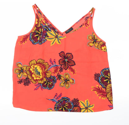 Preloved Papaya Womens Red Floral  Basic T-Shirt Size 14 - Front