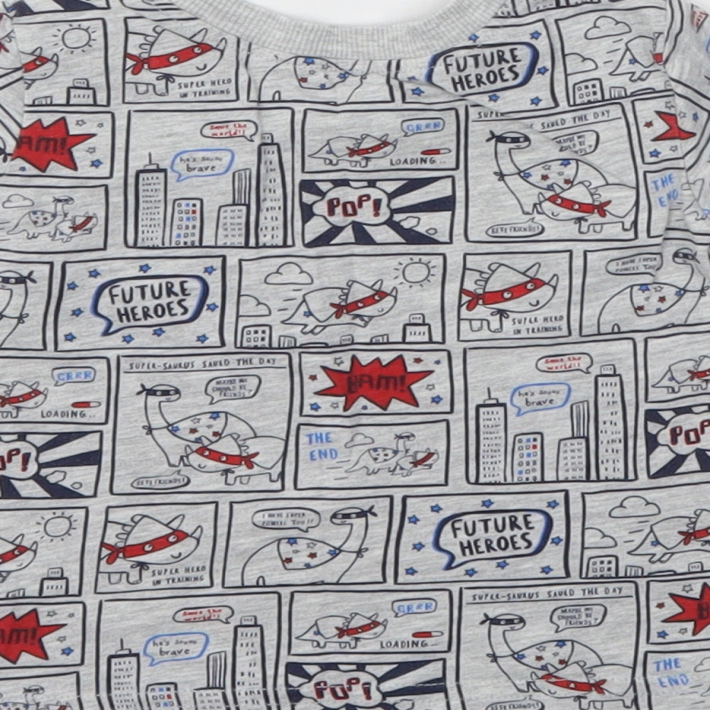 George Boys Grey Animal Print  Basic T-Shirt Size 3-6 Months