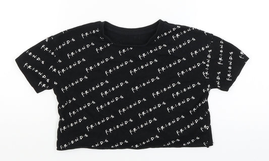 George Girls Black   Cropped T-Shirt Size 5-6 Years  - Friends