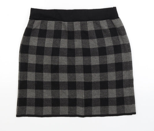Adrienne Vittadinaq Womens Black Check  Straight & Pencil Skirt Size L