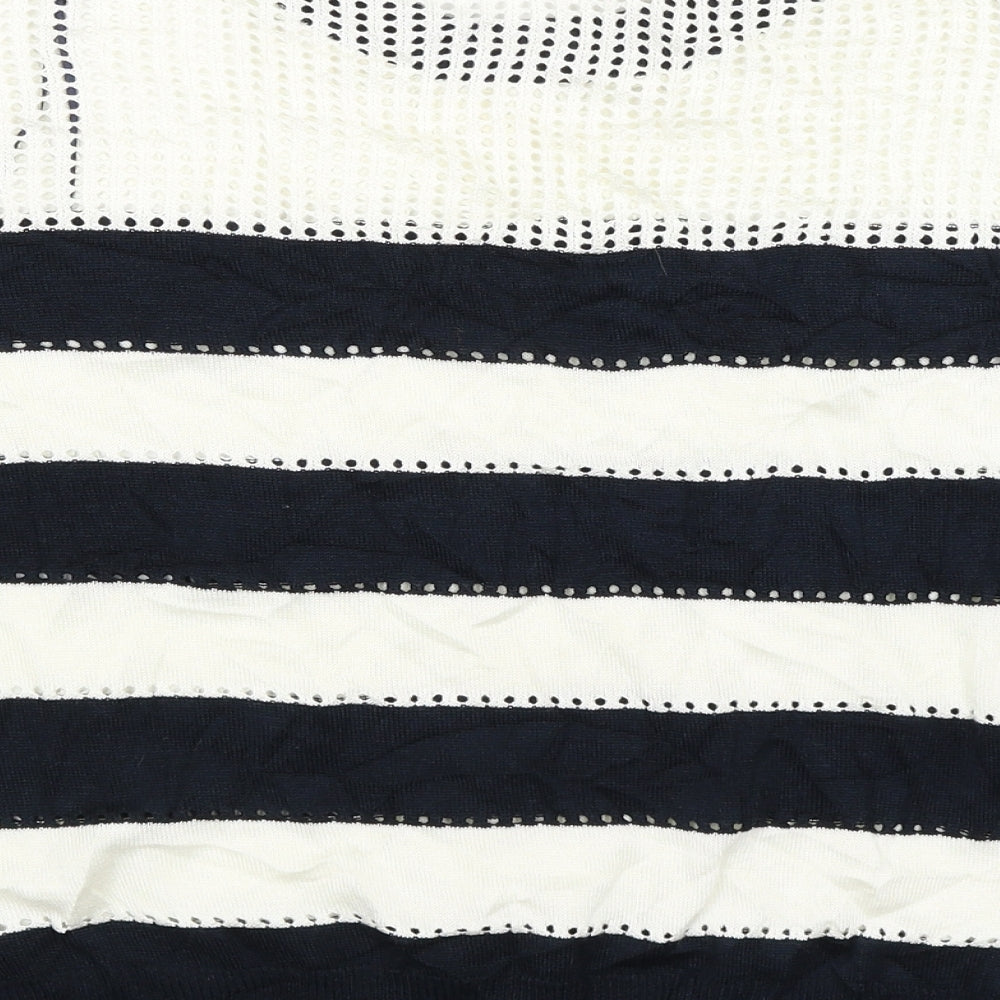 NEXT Womens White Striped  Pullover Jumper Size M