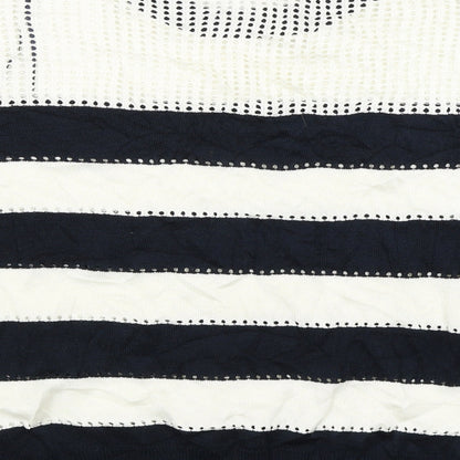 Next Womens White Striped  Pullover Jumper Size M
