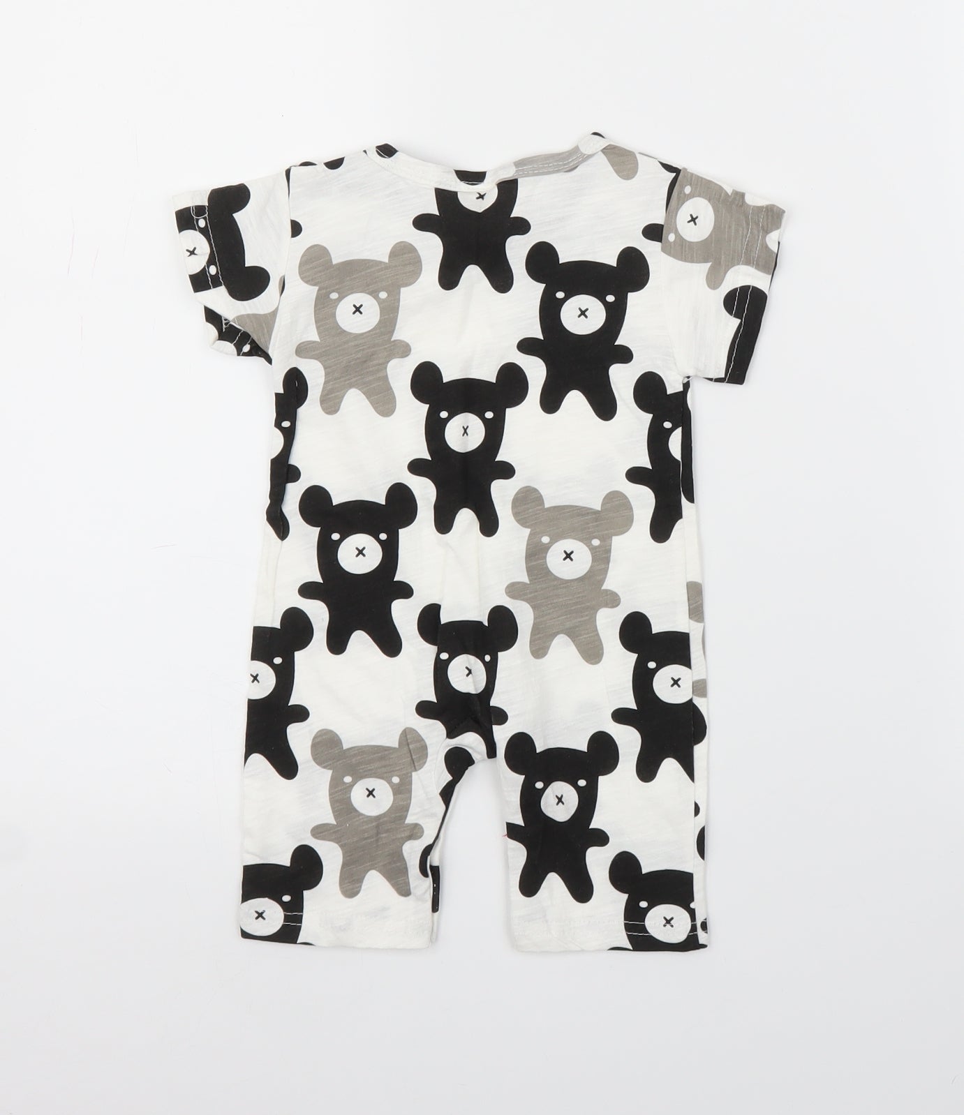 Kid's Tales Baby White Animal Print  Babygrow One-Piece Size 6-9 Months  - Teddy Bear