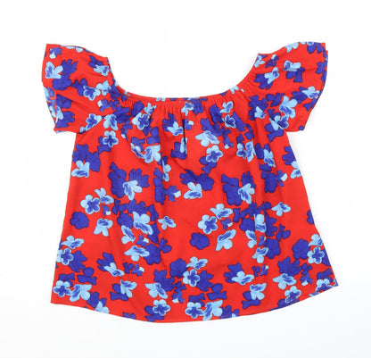 Preloved Primark Womens Red Floral  Basic Blouse Size 10 - Front