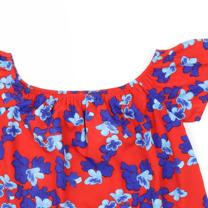Preloved Primark Womens Red Floral  Basic Blouse Size 10 - Back