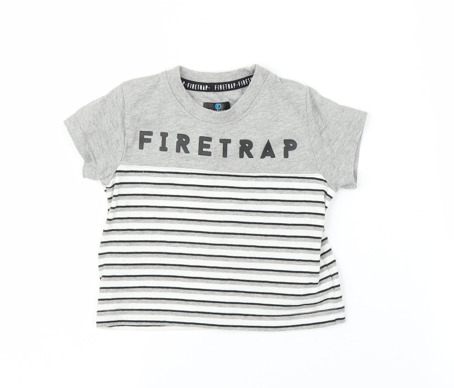 Firetrap Boys Grey Striped  Basic T-Shirt Size 0-3 Months