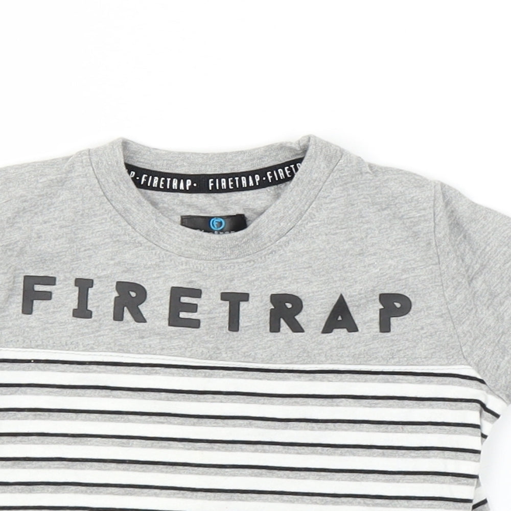 Firetrap Boys Grey Striped  Basic T-Shirt Size 0-3 Months