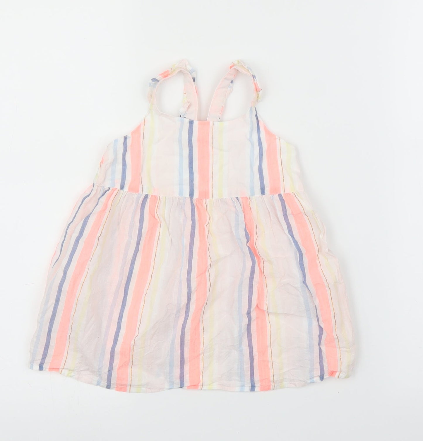 Woolies Babes Girls White Striped  A-Line  Size 12-18 Months