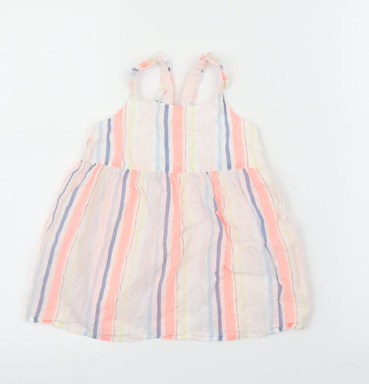 Woolies Babes Girls White Striped  A-Line  Size 12-18 Months