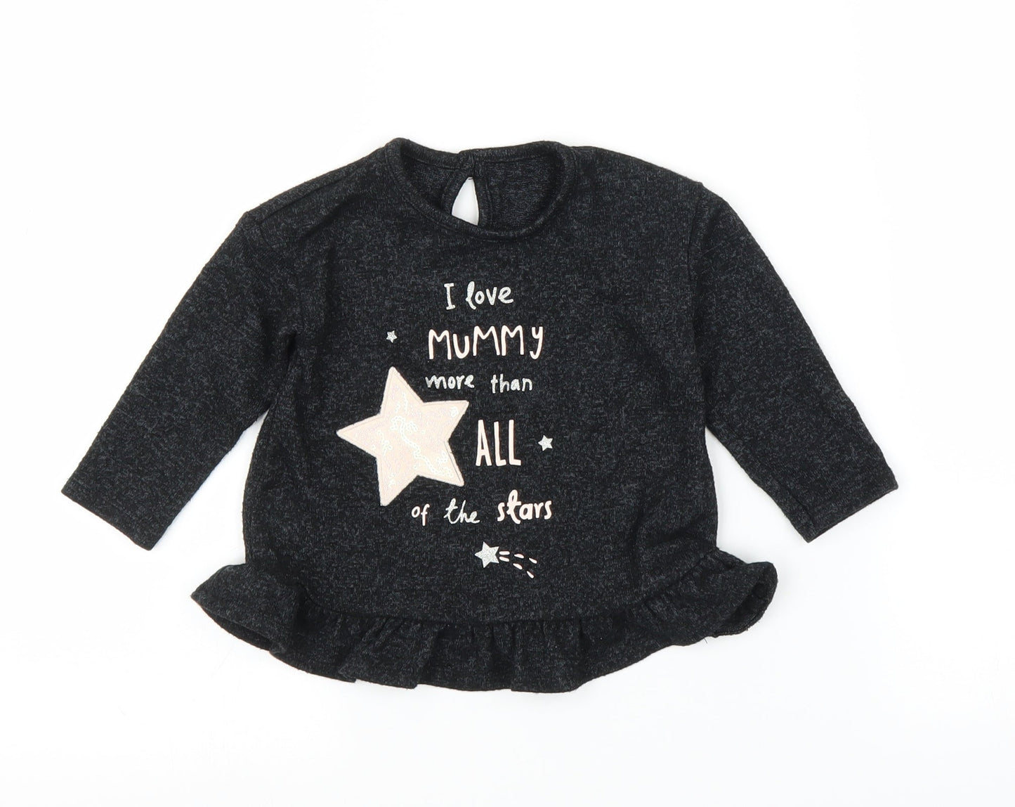 George Girls Grey   Basic T-Shirt Size 9-12 Months