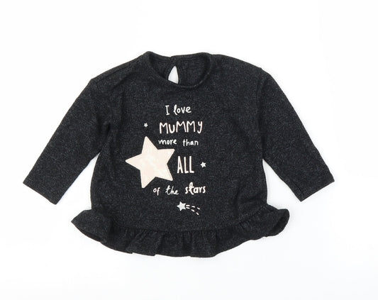 George Girls Grey   Basic T-Shirt Size 9-12 Months