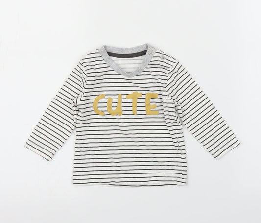 Matalan Baby White Striped  Basic T-Shirt Size 3-6 Months