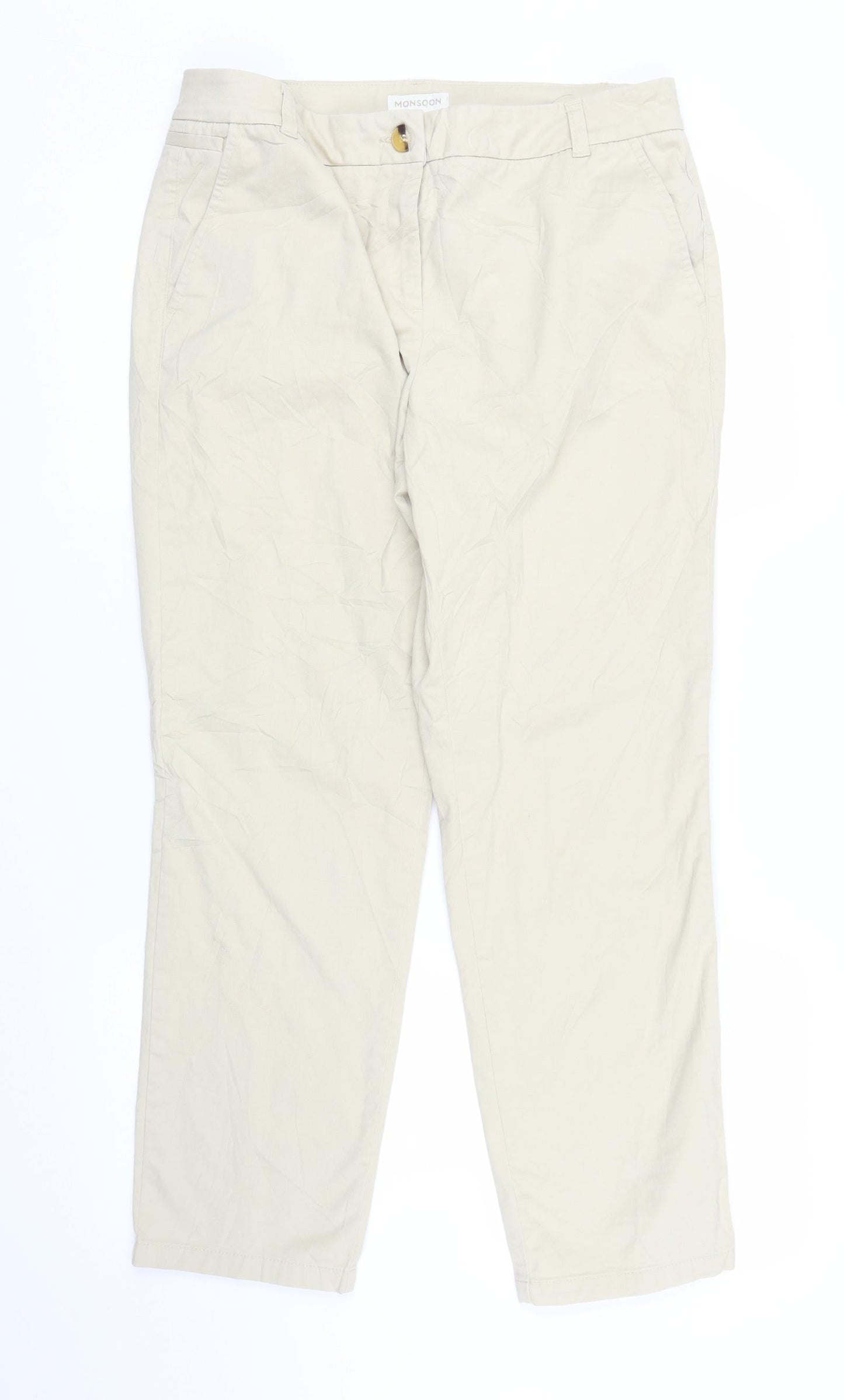 Monsoon Womens Beige   Carpenter Trousers Size 14 L26 in
