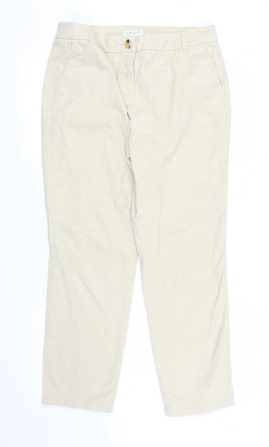 Monsoon Womens Beige   Carpenter Trousers Size 14 L26 in