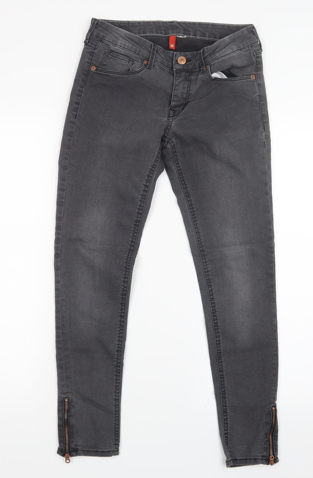 H&M Womens Black  Denim Straight Jeans Size 10 L26.5 in